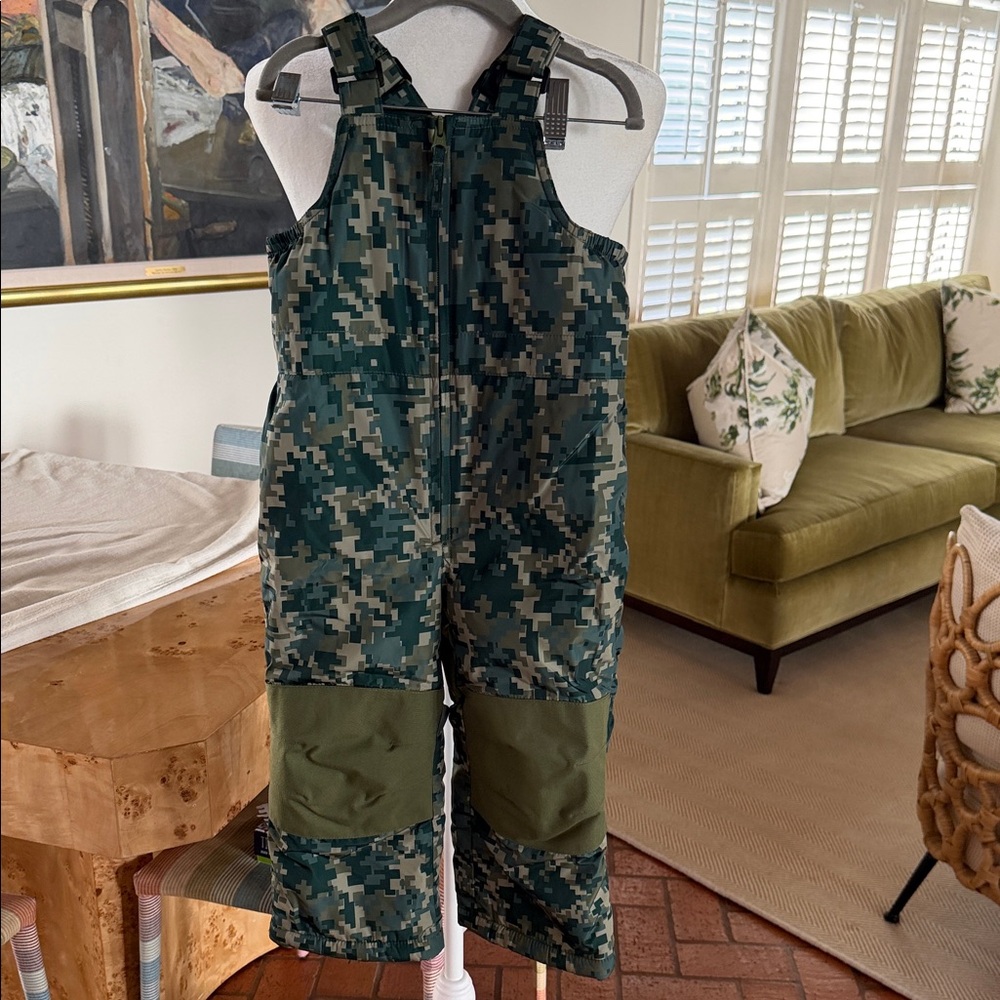 Lands' End - Kids Iron Knee Insulated Winter Snow Bib - Camo - Size: XXS (2-3)
